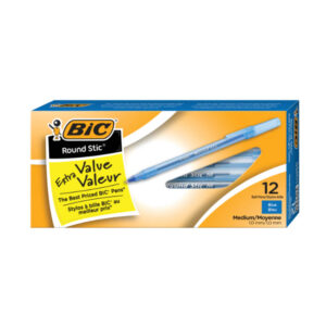 Stylos Bic Round Stic bleu pointe moyenne (12)