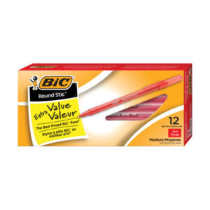 Stylos Bic Round Stic rouge pointe moyenne (12)