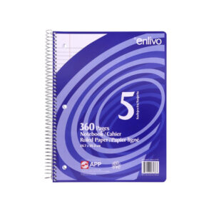 Cahier ligné 5 sujets avec spirale (360p)