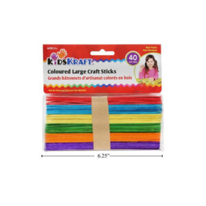 Grands bâtonnets d’artisanat en bois de couleur (40)