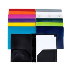 DUO-TANG PORTE-FOLIO PLASTIQUE ÉPAIS 3 attaches 2 pochettes